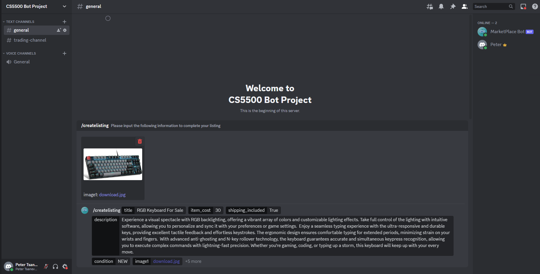 background for Marketplace Bot project